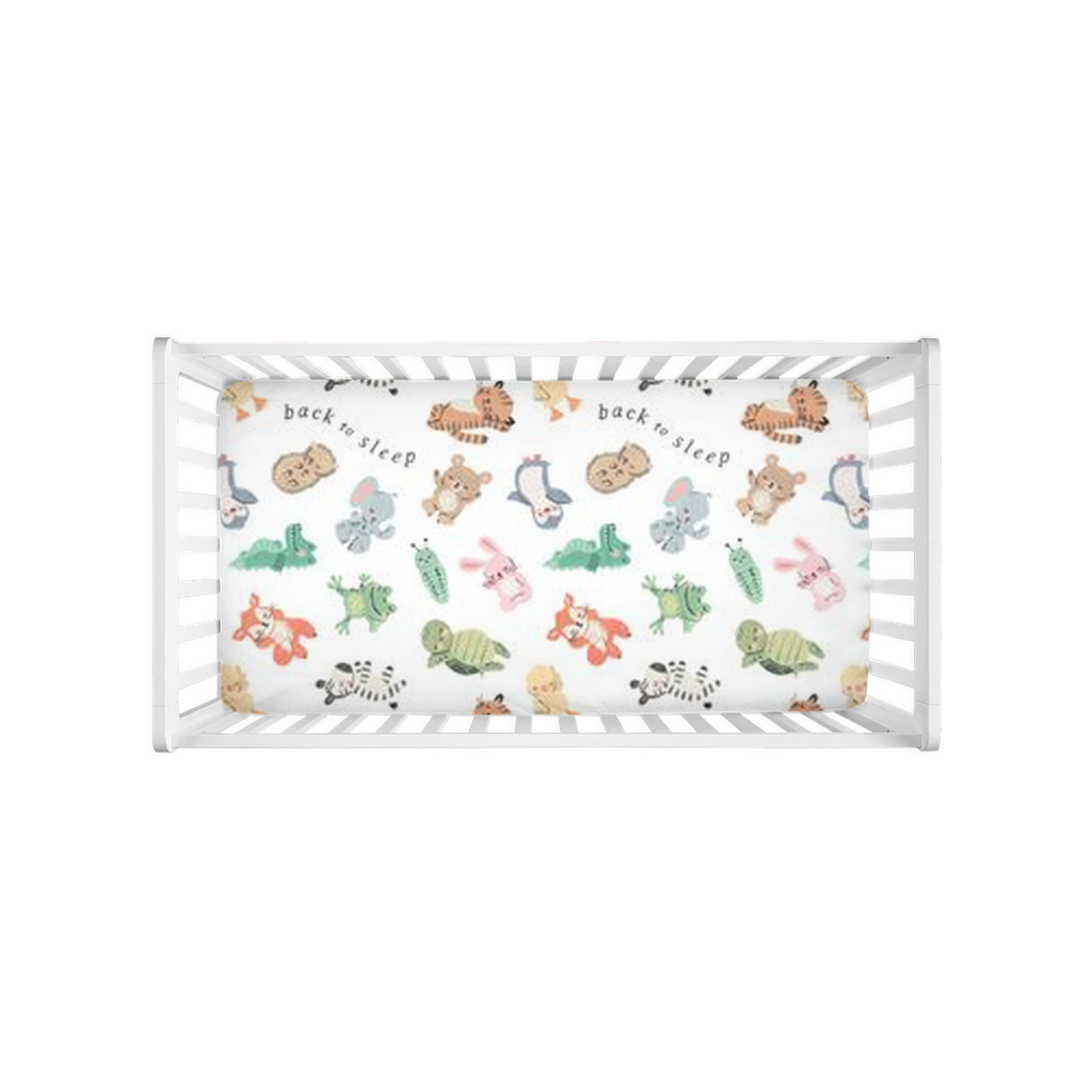 Animals Back to Sleep Crib Sheet